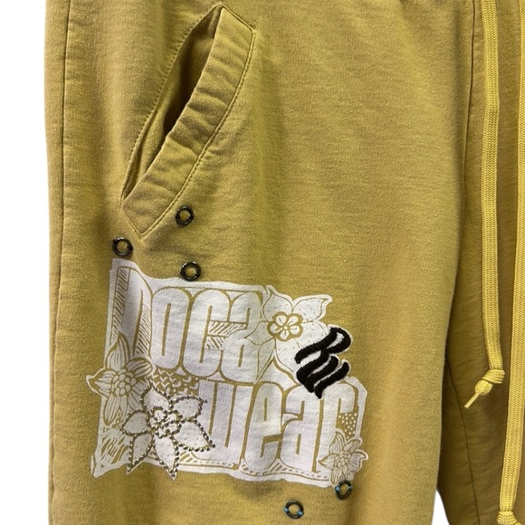 Vintage Y2K Cotton Rocawear Hip Hop Mustard Yellow Relaxed Lounge Sweat Pants M - Picture 4 of 11